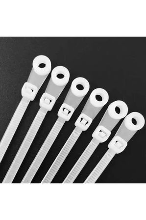 MN6 M191PL 2,5 x 100 mm Vida Delikli Naylon Kablo Bağı, Ethernet ve Ses Sistemi Kabloları İçin, Kendinden Kilitli, [Beyaz],[40 Adet]
