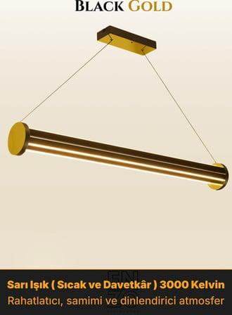 Arya 3'lü Gold Lineer LED Sarkıt Avize – Kumandalı Dim Edilebilir – Yukarı & Aşağı Işık - 3000K
