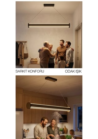 Arya 3'lü Gold Lineer LED Sarkıt Avize – Kumandalı Dim Edilebilir – Yukarı & Aşağı Işık - 6500K