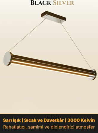 Arya 3'lü Silver Lineer LED Sarkıt Avize – Kumandalı Dim Edilebilir – Yukarı & Aşağı Işık - 3000K
