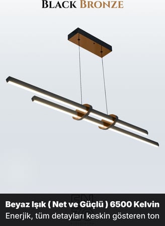 Cosmo 2 Bronz Lineer LED Sarkıt Avize – Kumandalı Dim Edilebilir – Aşağı Işık - 6500K