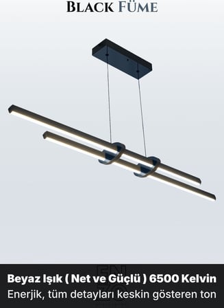 Cosmo 2 Füme Lineer LED Sarkıt Avize – Kumandalı Dim Edilebilir – Aşağı Işık - 6500K