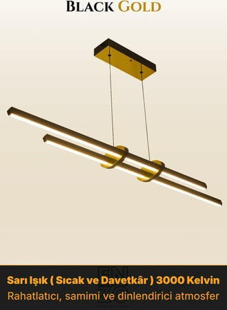 Cosmo 2 Gold Lineer LED Sarkıt Avize – Kumandalı Dim Edilebilir – Aşağı Işık - 3000K