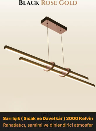 Cosmo 2 Rose Gold Lineer LED Sarkıt Avize – Kumandalı Dim Edilebilir – Aşağı Işık - 3000K