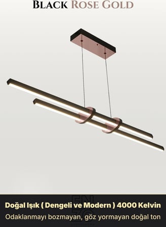 Cosmo 2 Rose Gold Lineer LED Sarkıt Avize – Kumandalı Dim Edilebilir – Aşağı Işık - 4000K