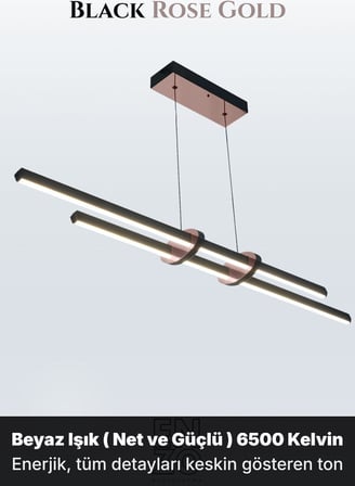 Cosmo 2 Rose Gold Lineer LED Sarkıt Avize – Kumandalı Dim Edilebilir – Aşağı Işık - 6500K