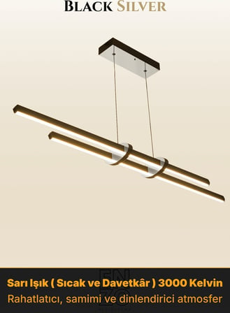 Cosmo 2 Silver Lineer LED Sarkıt Avize – Kumandalı Dim Edilebilir – Aşağı Işık - 3000K
