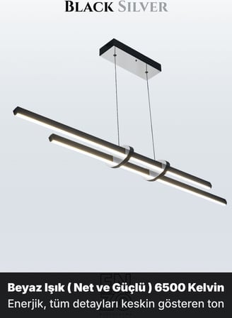 Cosmo 2 Silver Lineer LED Sarkıt Avize – Kumandalı Dim Edilebilir – Aşağı Işık - 6500K