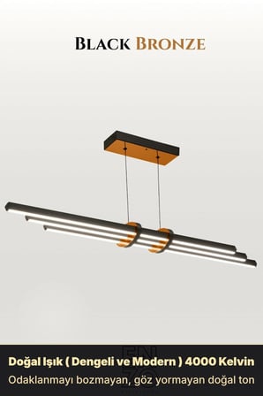Cosmo Bronz Lineer LED Sarkıt Avize – Kumandalı Dim Edilebilir – Aşağı Işık - 4000K