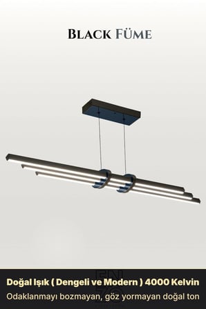 Cosmo Füme Lineer LED Sarkıt Avize – Kumandalı Dim Edilebilir – Aşağı Işık - 4000K