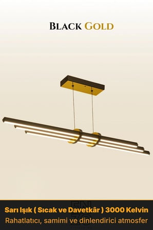 Cosmo Gold  Lineer LED Sarkıt Avize – Kumandalı Dim Edilebilir – Aşağı Işık - 3000K