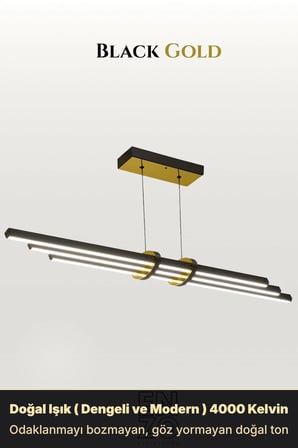 Cosmo Gold  Lineer LED Sarkıt Avize – Kumandalı Dim Edilebilir – Aşağı Işık - 4000K