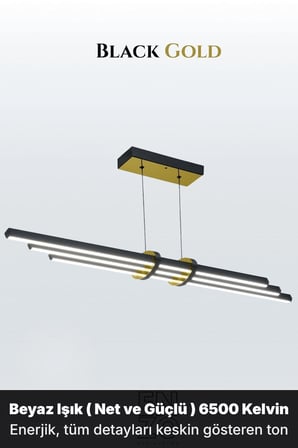Cosmo Gold  Lineer LED Sarkıt Avize – Kumandalı Dim Edilebilir – Aşağı Işık - 6500K