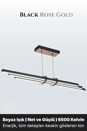 Cosmo Rose Gold Lineer LED Sarkıt Avize – Kumandalı Dim Edilebilir – Aşağı Işık - 4000K