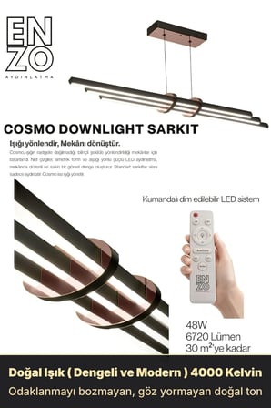 Cosmo Rose Gold Lineer LED Sarkıt Avize – Kumandalı Dim Edilebilir – Aşağı Işık - 4000K