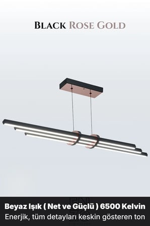 Cosmo Rose Gold Lineer LED Sarkıt Avize – Kumandalı Dim Edilebilir – Aşağı Işık - 6500K