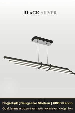 Cosmo Silver Lineer LED Sarkıt Avize – Kumandalı Dim Edilebilir – Aşağı Işık - 3000K