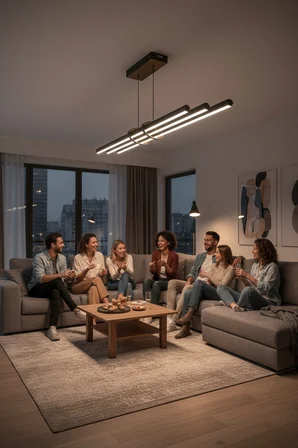 Cosmo Silver Lineer LED Sarkıt Avize – Kumandalı Dim Edilebilir – Aşağı Işık - 3000K