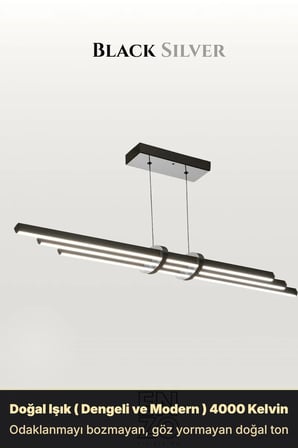 Cosmo Silver Lineer LED Sarkıt Avize – Kumandalı Dim Edilebilir – Aşağı Işık - 4000K