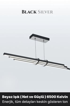 Cosmo Silver Lineer LED Sarkıt Avize – Kumandalı Dim Edilebilir – Aşağı Işık - 6500K