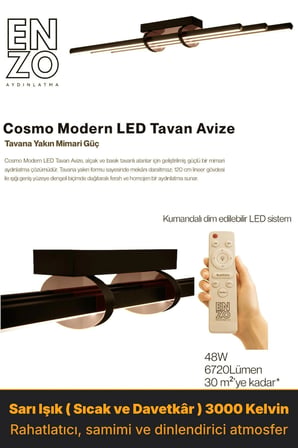 Cosmo Rose Gold LED Tavan Avize – Kumandalı Dim Edilebilir – Aşağı Işık - 3000K