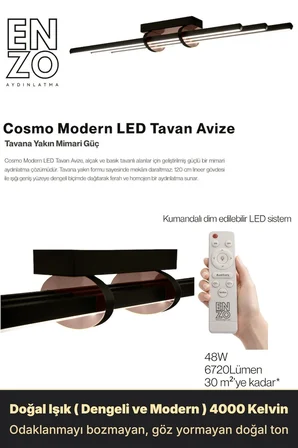Cosmo Rose Gold LED Tavan Avize – Kumandalı Dim Edilebilir – Aşağı Işık - 3000K