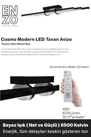 Cosmo Silver LED Tavan Avize – Kumandalı Dim Edilebilir – Aşağı Işık - 6500K