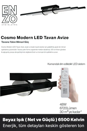 Cosmo Silver LED Tavan Avize – Kumandalı Dim Edilebilir – Aşağı Işık - 6500K