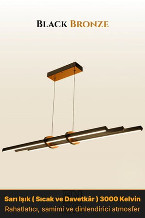 Cosmo Bronz Lineer LED Sarkıt Avize – Kumandalı Dim Edilebilir – Yukarı & Aşağı Işık - 3000K