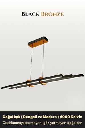 Cosmo Bronz Lineer LED Sarkıt Avize – Kumandalı Dim Edilebilir – Yukarı & Aşağı Işık - 4000K