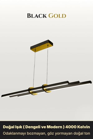 Cosmo Gold Lineer LED Sarkıt Avize – Kumandalı Dim Edilebilir – Yukarı & Aşağı Işık - 4000K