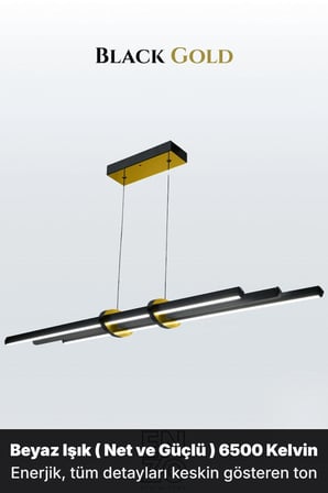 Cosmo Gold Lineer LED Sarkıt Avize – Kumandalı Dim Edilebilir – Yukarı & Aşağı Işık - 6500K