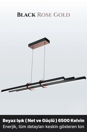 Cosmo Rose Gold Lineer LED Sarkıt Avize – Kumandalı Dim Edilebilir – Yukarı & Aşağı Işık - 6500K