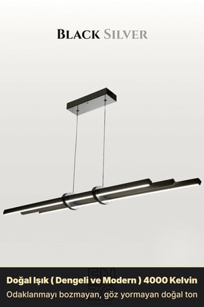 Cosmo Silver Lineer LED Sarkıt Avize – Kumandalı Dim Edilebilir – Yukarı & Aşağı Işık - 4000K