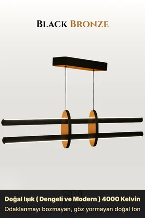 Halo Bronz Lineer LED Sarkıt Avize – Kumandalı Dim Edilebilir – Yukarı & Aşağı Işık - 3000K