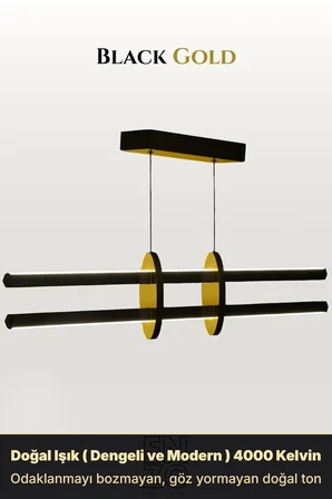 Halo Gold Lineer LED Sarkıt Avize – Kumandalı Dim Edilebilir – Yukarı & Aşağı Işık - 3000K