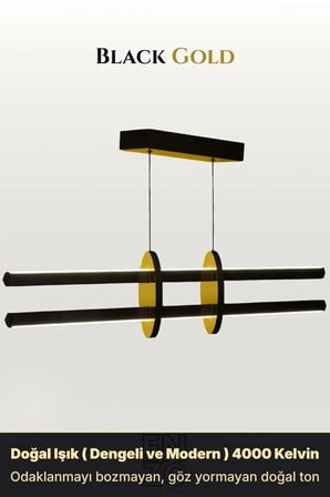 Halo Gold Lineer LED Sarkıt Avize – Kumandalı Dim Edilebilir – Yukarı & Aşağı Işık - 4000K