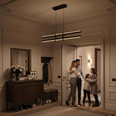 Halo Rose Gold Lineer LED Sarkıt Avize – Kumandalı Dim Edilebilir – Yukarı & Aşağı Işık - 4000K