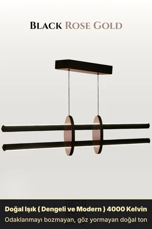Halo Rose Gold Lineer LED Sarkıt Avize – Kumandalı Dim Edilebilir – Yukarı & Aşağı Işık - 6500K