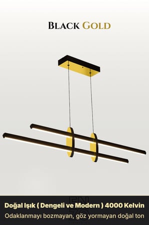 Enzo Light Halo Ada Mutfak & Tezgah Üstü Sarkıt Avize - Kumandalı Lineer Gold