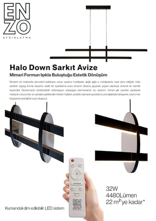 Enzo Light Halo Ada Mutfak & Tezgah Üstü Sarkıt Avize - Kumandalı Lineer Gold