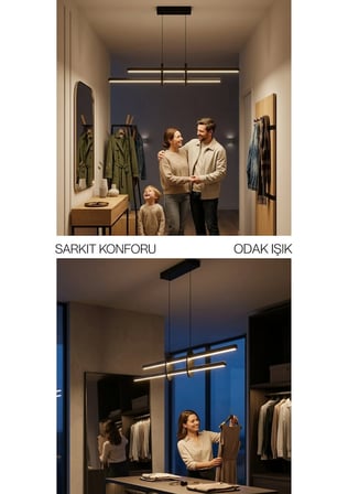 Enzo Light Halo Ada Mutfak & Tezgah Üstü Sarkıt Avize - Kumandalı Lineer Gold