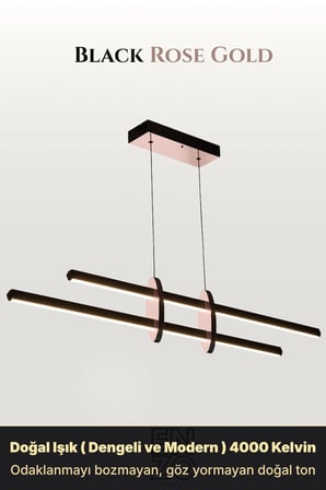 Halo Rose Gold Lineer LED Sarkıt Avize – Kumandalı Dim Edilebilir – Yukarı & Aşağı Işık - 4000K