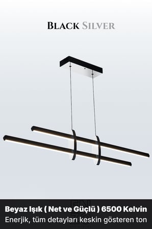 Enzo Light Halo Yemek Masası & Ada Mutfak Lineer LED Sarkıt Avize Silver Kumandalı