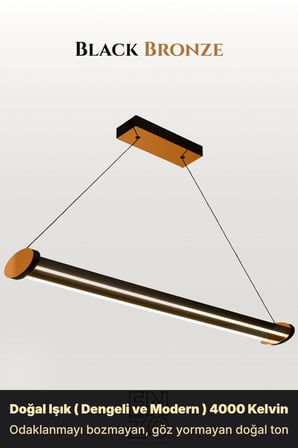 Mira Bronz Lineer LED Sarkıt Avize – Kumandalı Dim Edilebilir – Aşağı Işık - 4000K