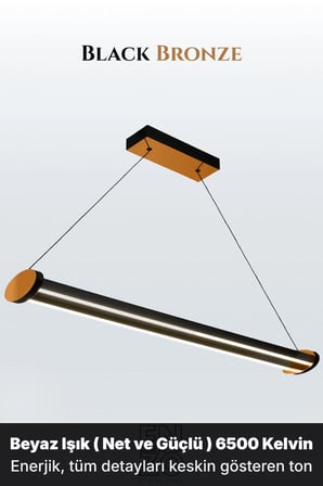 Mira Bronz Lineer LED Sarkıt Avize – Kumandalı Dim Edilebilir – Aşağı Işık - 6500K