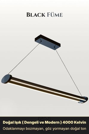 Mira Füme Lineer LED Sarkıt Avize – Kumandalı Dim Edilebilir – Aşağı Işık - 4000K