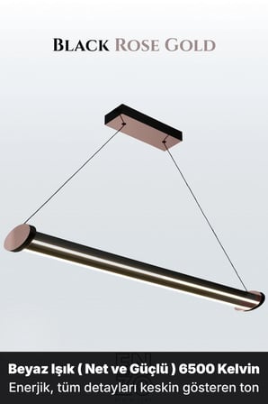 Mira Rose Gold Lineer LED Sarkıt Avize – Kumandalı Dim Edilebilir – Aşağı Işık - 6500K
