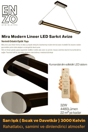Mira Silver Lineer LED Sarkıt Avize – Kumandalı Dim Edilebilir – Aşağı Işık - 3000K