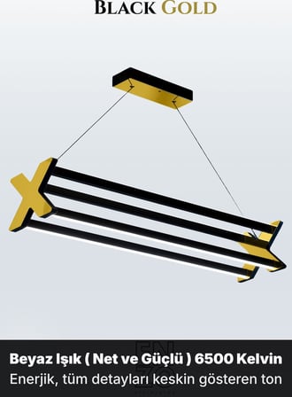 Model X Gold Lineer LED Sarkıt Avize – Kumandalı Dim Edilebilir – Yukarı & Aşağı Işık - 6500K
